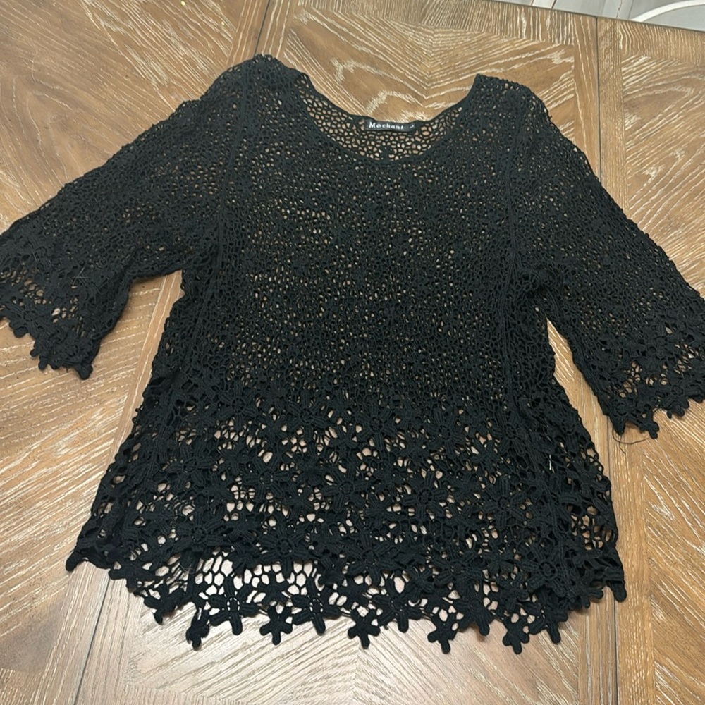 Mechant Black Knit Blouse, L